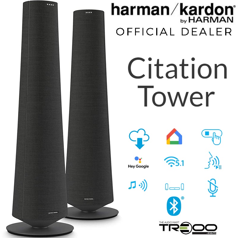 Harman Kardon Citation Tower Multi-Room Wireless Bluetooth/WiFi Floorstanding Speakers