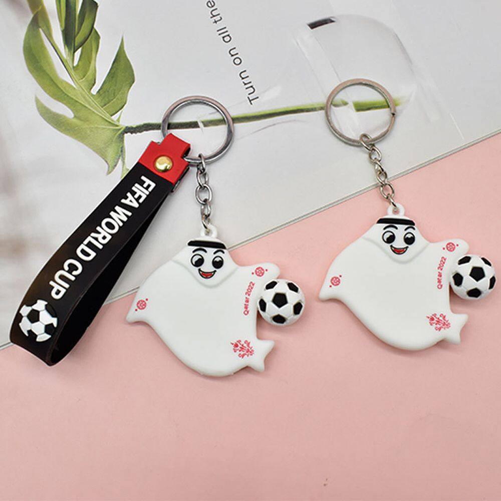 CINMA Cute Friends Gifts PVC Car Key Pendant For Men Ornaments Qatar World Cup Korean Keychains Women Key Rings Key Pendant