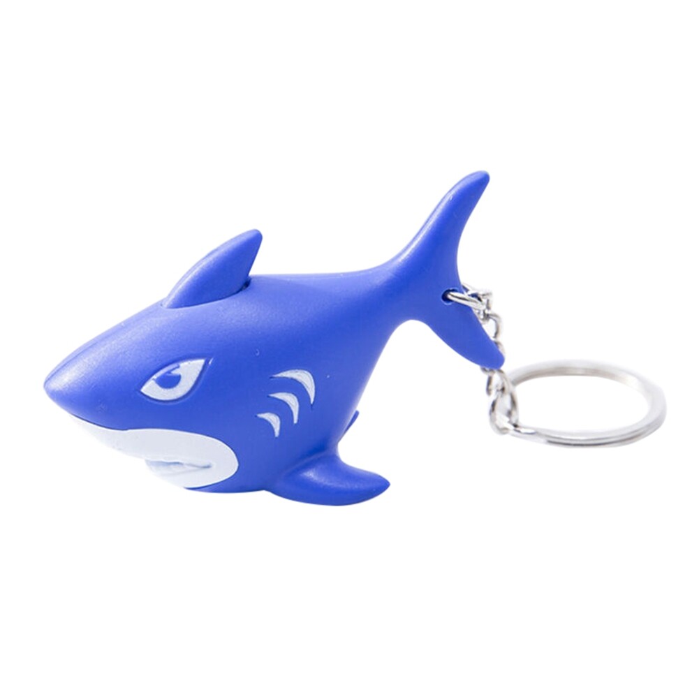 Shark Animal Pendant LED Light Sound Mini Torch Keychain Key Holder Bag Ornament