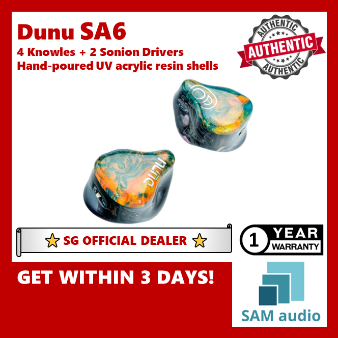 [?SG] DUNU SA6, 0.78mm 2 Pin Dynamic Range IEM with 6BA Driver