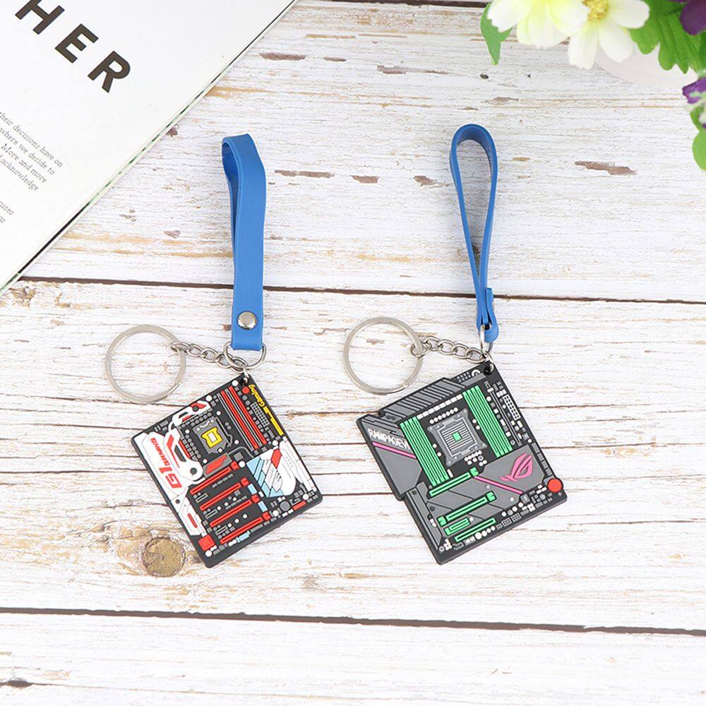 HI PEARL Geek Gift Ornament Gift Key Holder Keys Pendant Girl Decoration Car Key Chain AMD Key Chain Key Chain Hanging Motherboard Model Car Keychain Soft Glue System Board Pendant Motherboard Keyring