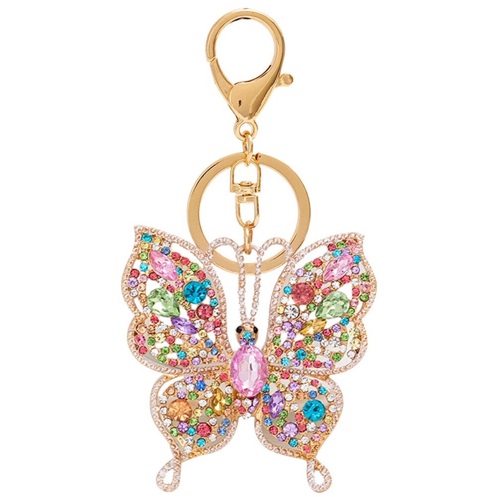 Women Fashion Butterfly Rhinestones Key Holder Keychain Bag Hanging Ornament