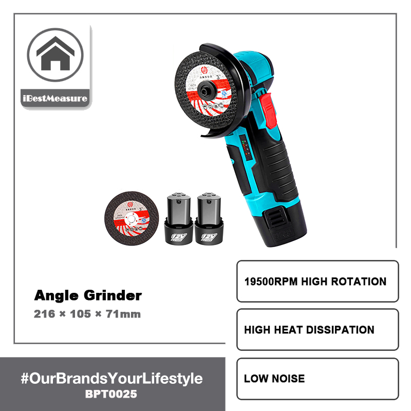 iBestMeasure 12V Brushless Angle Grinder Electric Cordless Polishing Machine Diamond Cutting Tool