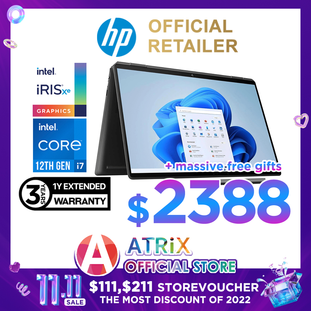 【Same-Day|MS Office|Ext. WTY】HP Spectre x360 Convertible 14-ef0056tu | 13.5inch 3K2K (3000 x 2000) OLED Touch | Intel Core i7-1255U | 16GB RAM | 1TB PCIe SSD | Win 11 Home | 2Y ADP Warranty