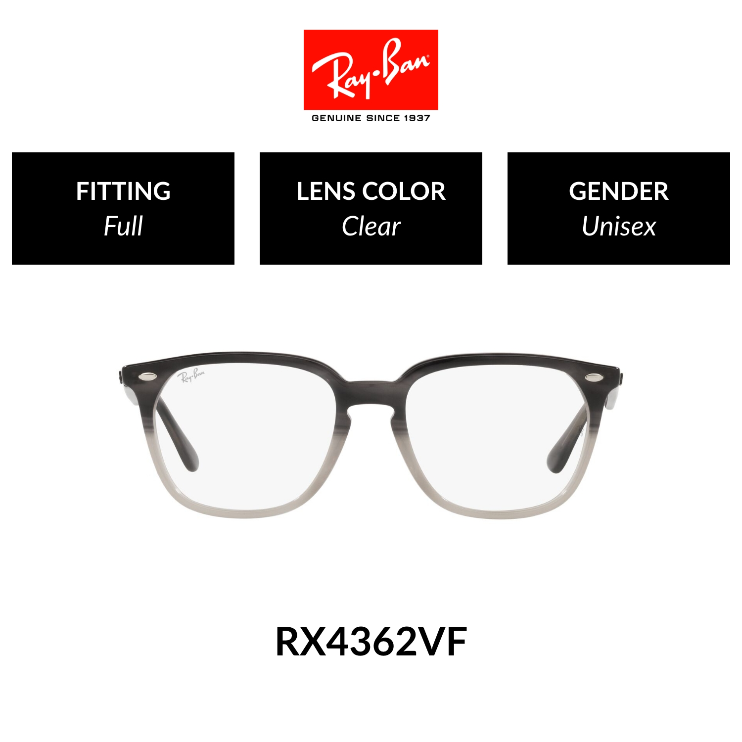 Ray-Ban RX4362VF 8106 Unisex Full Fitting Eyeglasses Size 53mm