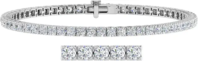 2 to 7 Carat Natural Diamond Tennis Bracelet for Women in 14K Gold (7 Inch) - IGI Certified (I1-I2 Clarity)