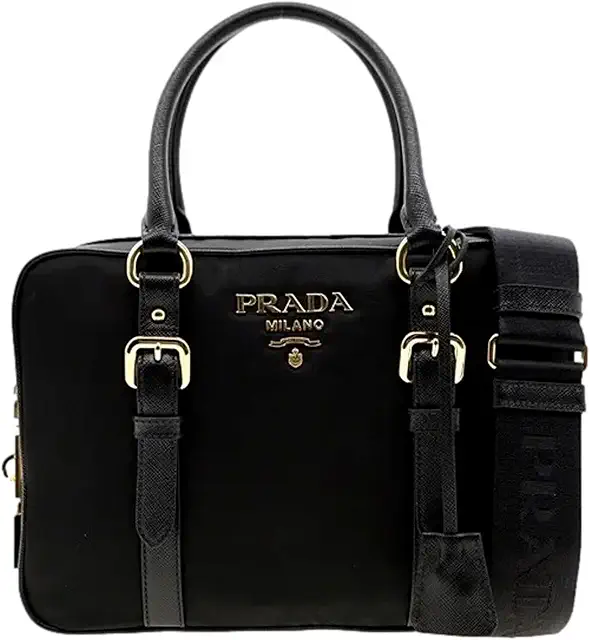 Prada Black Nylon Saffiano Satchel Shoulder Bag