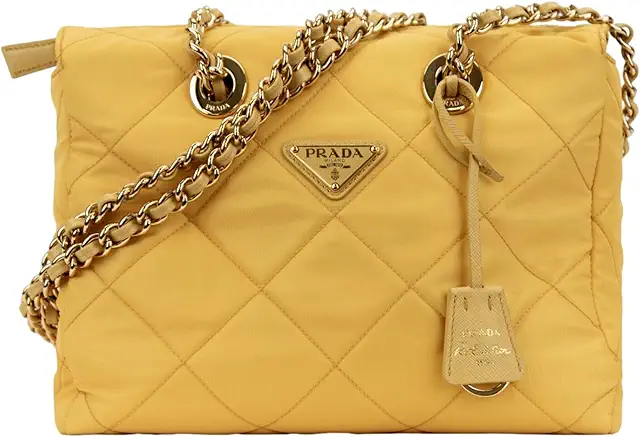 Prada Womens Re-Edition Maize Yellow 1995 Chaîne Re-Nylon Tote Bag 1BG468