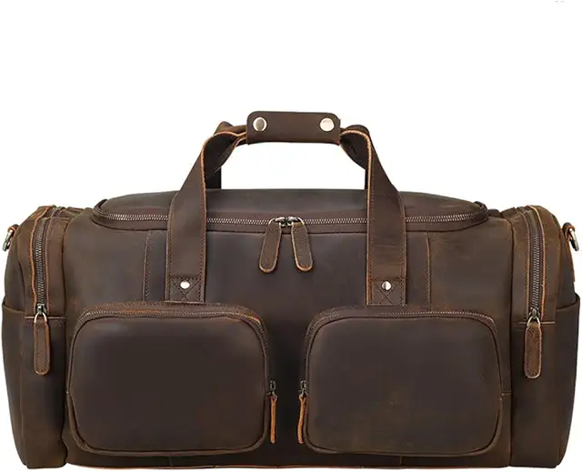 Large capacity outdoor shoulder crossbody bag Crazy horse cowhide handCarrying a travel