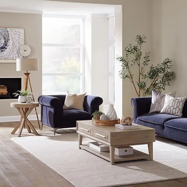 Liberty Furniture Brentwood Opt 3 Piece Living Room Set with Cocktail Table, 2 Round End Tables - Sandstone Oak Wood