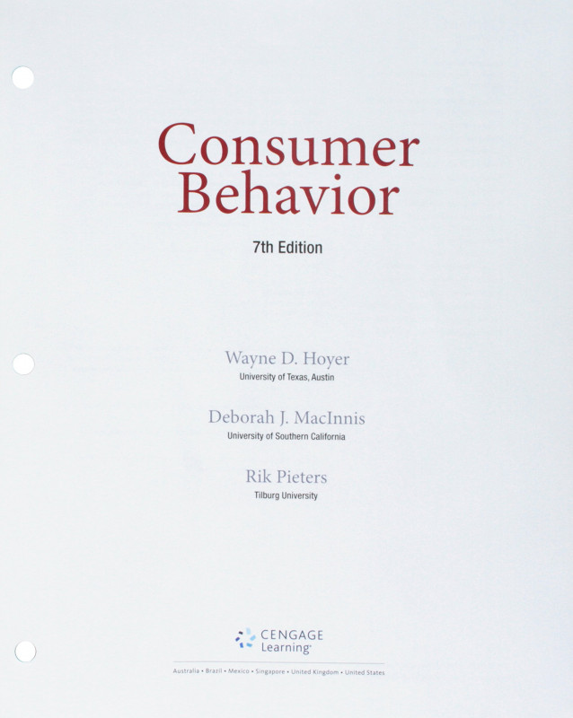 Bundle: Consumer Behavior, Loose-Leaf Version, 7th + MindTap Marketing, 1 term (6 months) Printed Access Card 7th Edition